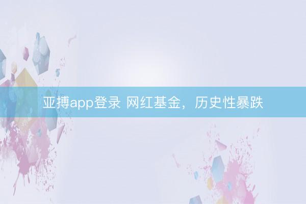亚搏app登录 网红基金，历史性暴跌