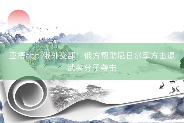 亚搏app 俄外交部：俄方帮助尼日尔军方击退武装分子袭击