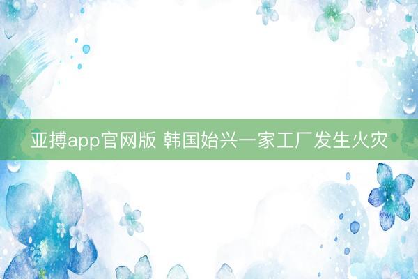 亚搏app官网版 韩国始兴一家工厂发生火灾