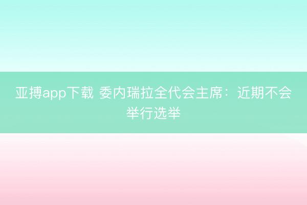 亚搏app下载 委内瑞拉全代会主席：近期不会举行选举