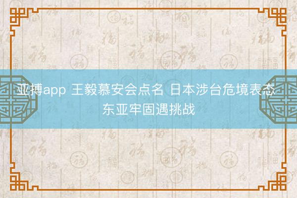 亚搏app 王毅慕安会点名 日本涉台危境表态 东亚牢固遇挑战