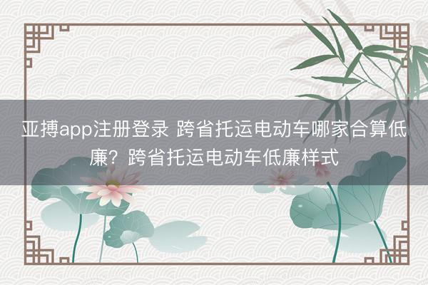 亚搏app注册登录 跨省托运电动车哪家合算低廉?跨省托运电动车低廉样式