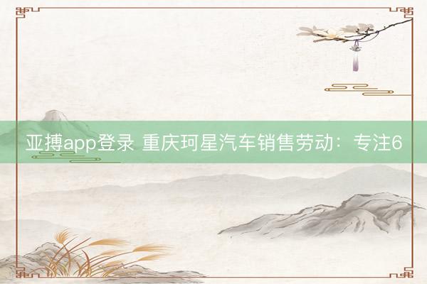 亚搏app登录 重庆珂星汽车销售劳动:专注6