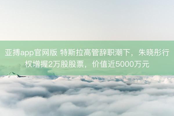 亚搏app官网版 特斯拉高管辞职潮下,朱晓彤行权增握2万股股票,价值近5000万元
