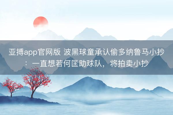 亚搏app官网版 波黑球童承认偷多纳鲁马小抄：一直想若何匡助球队，将拍卖小抄