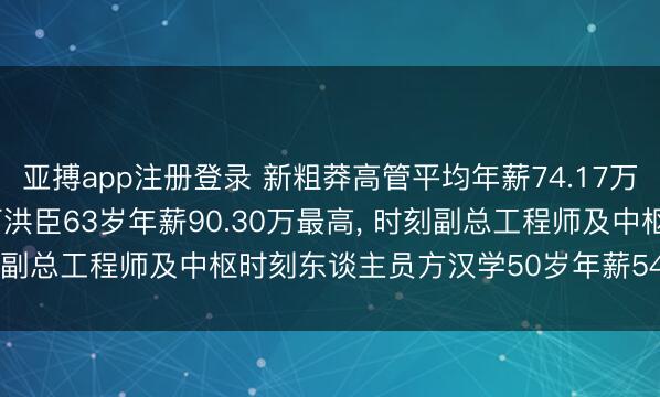 亚搏app注册登录 新粗莽高管平均年薪74.17万: 董事长及非孤独董事何洪臣63岁年薪90.30万最高， 时刻副总工程师及中枢时刻东谈主员方汉学50岁年薪54.91万最低