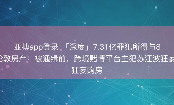 亚搏app登录 「深度」7.31亿罪犯所得与85处伦敦房产：被通缉前，跨境赌博平台主犯苏江波狂妄购房